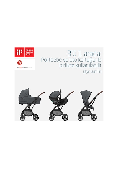 Maxi-cosi Leona2 Çift Yönlü Uzatılabilir Sırt Desteği Tam Yatabilir Bebek Arabasıtwillic Graphite