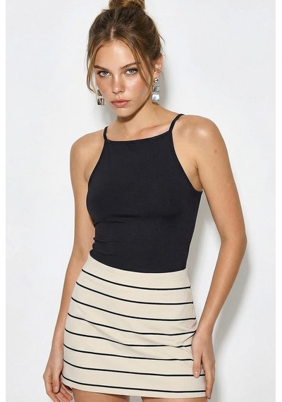 Shade Kadın Halter Yaka Saran Basic Bluz 60251253 - Füme
