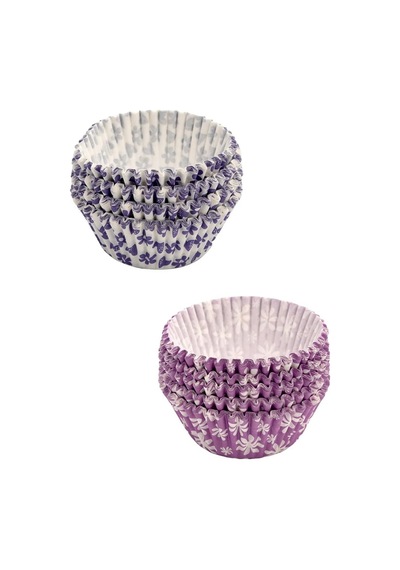 100 Adet Muffin Airfryer Cupcake Kağıdı, Mor Tasarımlı Desenli Kağıt Muffin Kek Kalıbı - 1 Paket Çel Diğer
