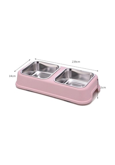 Nunbell Kare İkili 24 CM Melamin Çelik Kedi Mama Kabı Çok Renkli