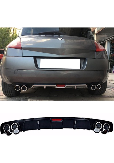 Renault Megane 2 Hb Siyah Difüzör 4 Krom Egzoz Görünümlü Difizör Arka Ek Body Kit 2002-2009