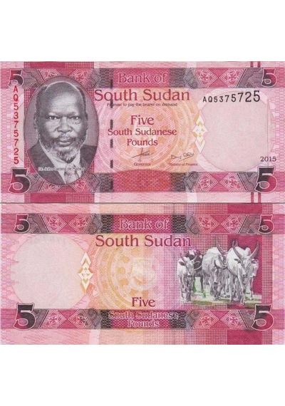Güney Sudan 5 Pound 2015 Çil Kondisyon.