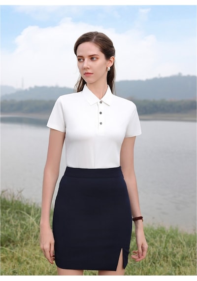 New Performance Premium Polo T-shirt 67.1% Nylon 22.0% Pamuk 10.9% Spandex Beyaz