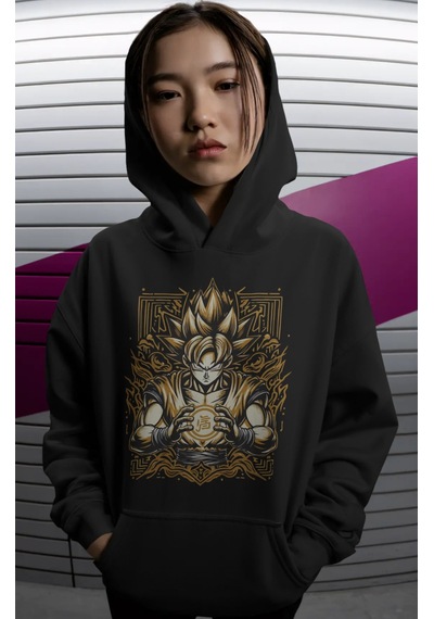 Sevbano Son Goku Dragon Ball Anime Sırt Baskılı Unisex Oversize Premium H Siyah