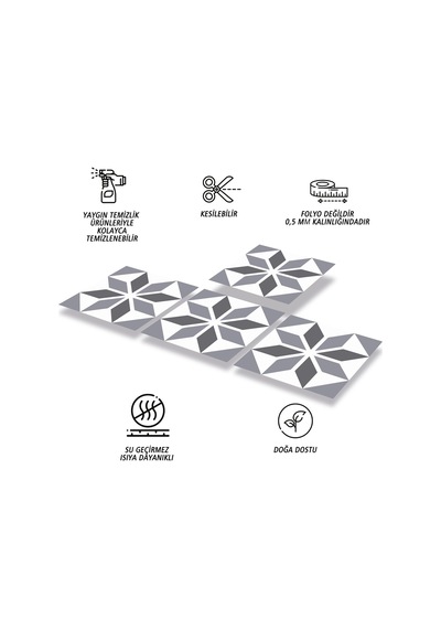 Tink Kendinden Yapışkanlı Geometrik 01 Desenli Pvc Karo 30x30 Cm