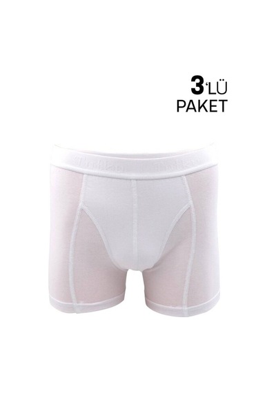 Tutku Erkek Elastan Likralı Boxer 3 Lü 114 | Beyaz (556934225) Beyaz