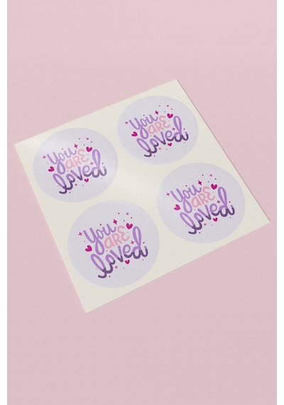 You Are Loved Mor Pembe Sticker 3x3cm St2220 Çok Renkli