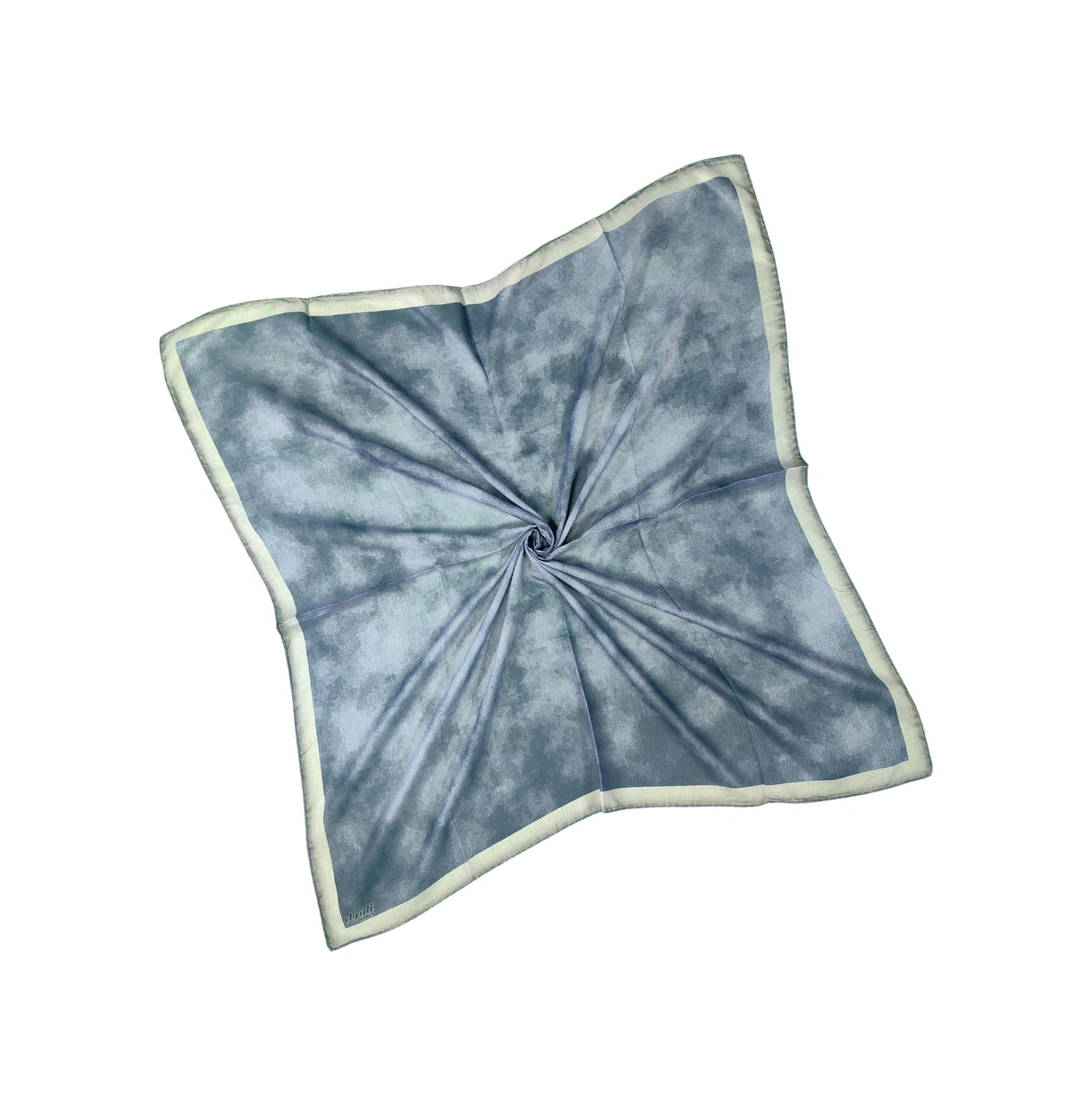 Mim Eşarp Ebruli Soft Pamuklu Desenli Eşarp - 95x95 Cm Gümüş
