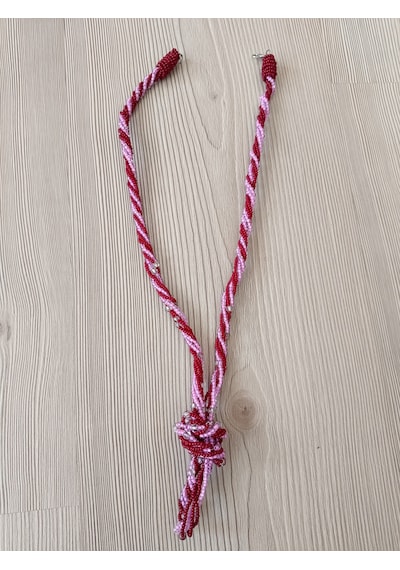 Boncuklu Tasarım Kolye Pembe-bordo Gümüş