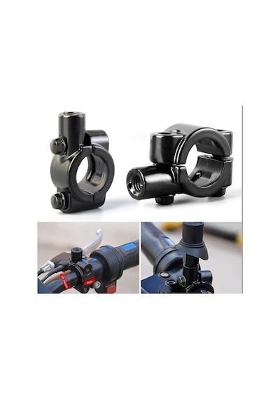 Motosiklet Ayna Takma Kelepçesi 10 Mm Düz Diş Ayna Braketi 2 Ad