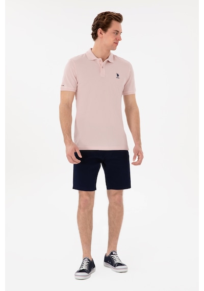 U.S. Polo Assn. Erkek Slim Fit Polo Yaka Pudra Basic Tişört 50298041-VR042