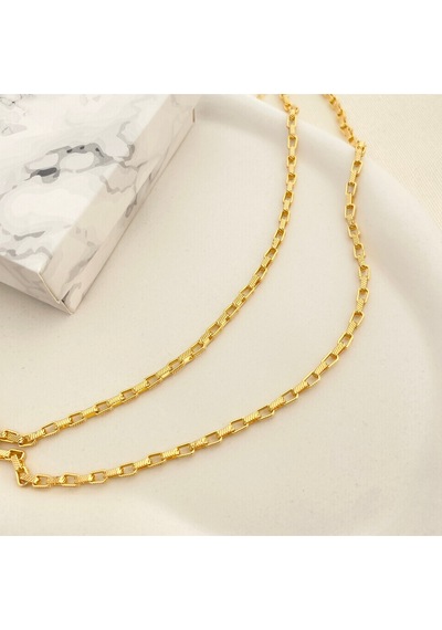 Küp Zincir Kolye Pirinç Gold 45+5cm Gold