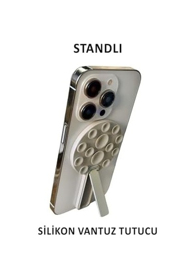 Standlı Silikon Vantuzlu Telefon Sabitleyici Ve Masa Üstü Tutucu Sky161 Beyaz İle Uyumlu