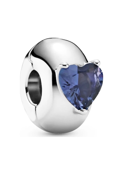 Nur Silver Mavi Kalp Detay Durdurucu Gümüş Charm Nur-bl10008