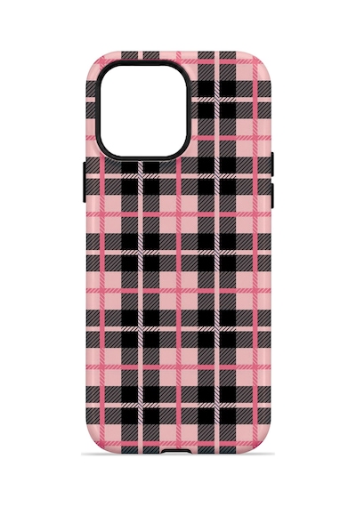 Velvoria Valestra Pembe Siyah Ekose Apple iPhone Uyumlu 13 Pro Magsafe Koruma Kılıfı Valestra Magline - Pembe Siyah Ekose