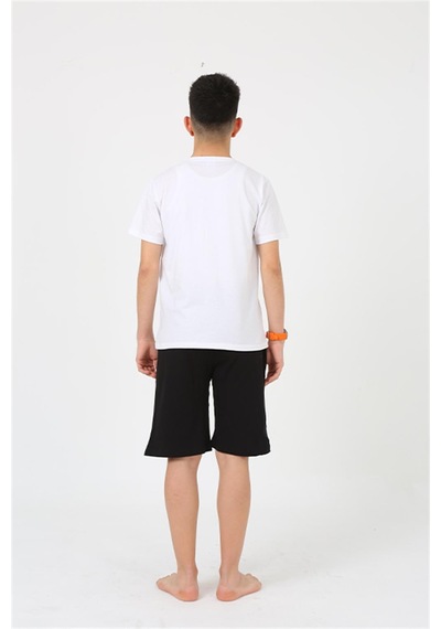 Akbeniz Erkek Genç Garson Boy Kısa Kol Beyaz Penye Şortlu Pijama Takımı 20377