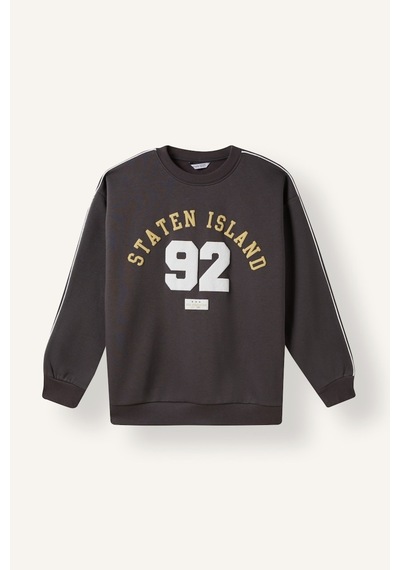 Defacto Overshirt Fit Bisiklet Yaka Baskılı Şerit Detaylı İçi Yumuşak Tüylü Sweatshirt Erkek Çocuk I6075a826wnar202 Antrasit-ar202