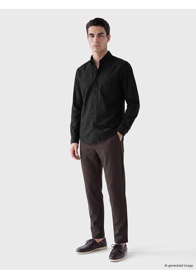 Lcwaıkıkı Classic Siyah Standart Kalıp Gabardin Erkek Gömlek