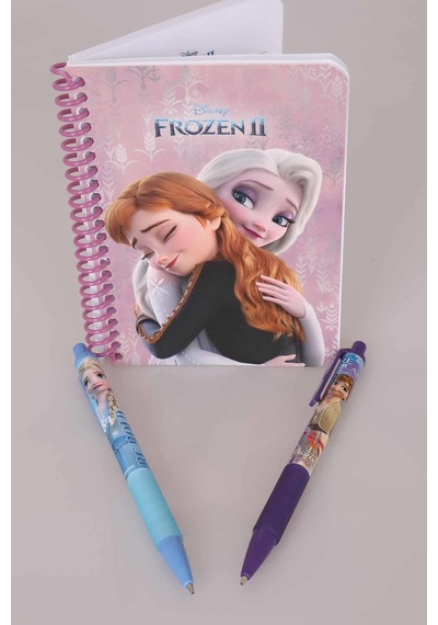 Lisanslı Elsa Frozen Çizgili Not Defteri Ve Versatil Uçlu Kalem 0.7 Mm 2'lisi Altın
