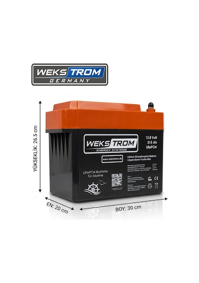 Wekstrom Germany Lityum Demir Fosfat Akü 12,8 V 315 Ah Lifepo4