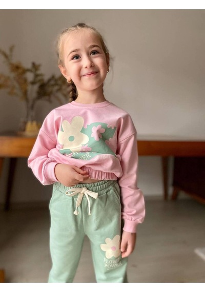 Kiız Çocuk 2'li Takım. Çiçek Motifli Mükemmel Kalite 2 İplik Tam Kalıp Pamuklu Takım Pembe Kiız Çocuk 2'li Takım. Çiçek Motifli Mükemmel Kalite 2 İplik Tam Kalıp Pamuklu Takım Pembe