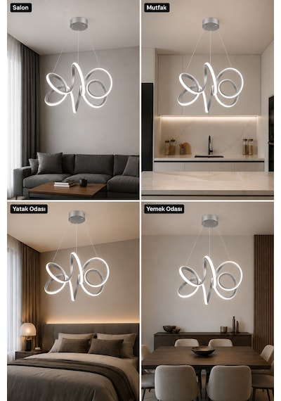 Estiva Led Sarkıt Avize Beyaz Işık Gri