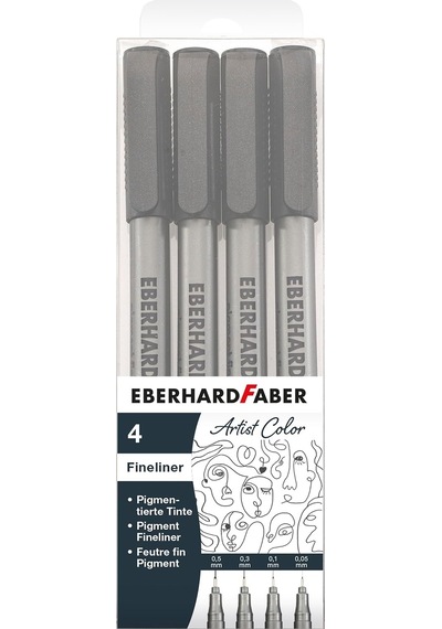 558104 - Pigment Fineliner Siyah Keçeli Kalem, Su Geçirmez Mürekkepli 4 Keçeli Kalem