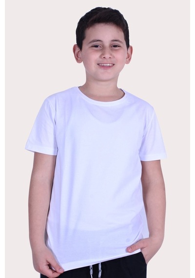 Fyk Kids Düz Model Farklı Renk Seçeneği Ile Unisex Çocuk Tişört Beyaz