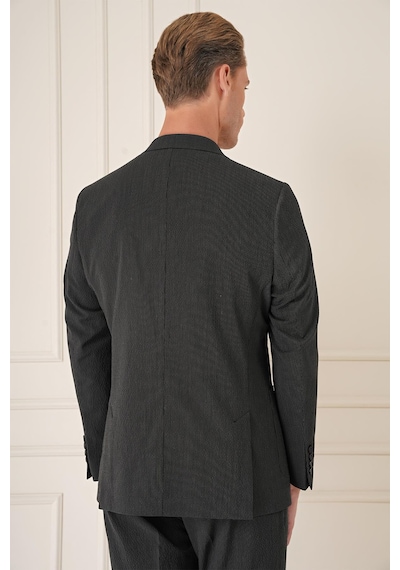 Efor Comfort Fit Gofre Kumaş Pamuk Yelekli Casual Siyah Ceket C 678 Siyah