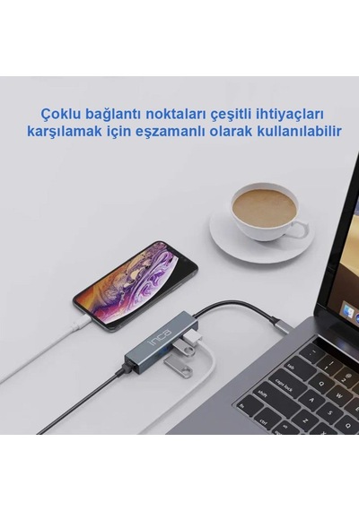 Inca Iutp-03t Usb3.0+tip-c Gigabit Rj45+3 Usb3.0 Çevirici Giriş:tip-a+tip-c Çıkış:eternet+3 Tip-a
