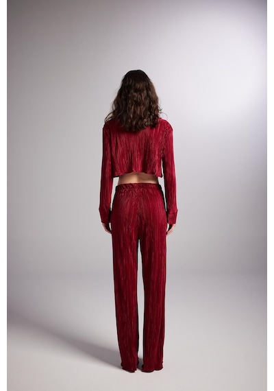 Holly Lolly Beli Lastikli Esnek Comfy Pantolon Bordo