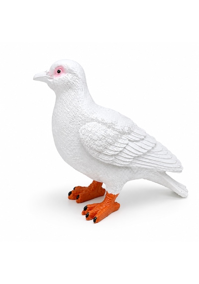 Canlı Boy Güvercin Biblo Polyester Dekoratif Heykel Hediyelik Ev Ofis Bahçe Dekoru 24 Cm Beyaz