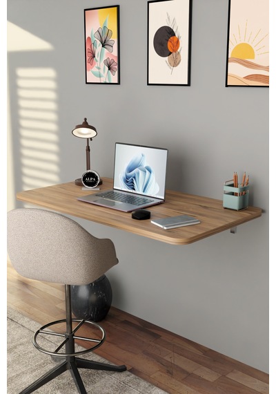 Katlanabilir Duvara Monte Masa - 50x90 Cm Ofis, Ev Çalışma Masası Atlantik Çam