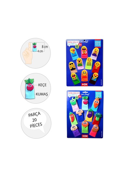 2 Set 20 Parça Tox Emojiler ve Sebzeler Parmak Kukla T106 T104