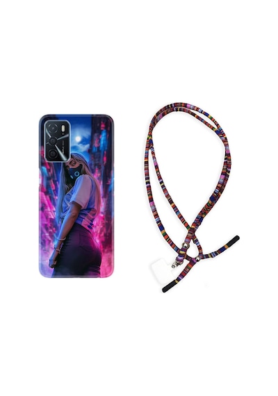 Oppo A16 Kılıf Rasta Boyun Askılı Mask Girl 1659