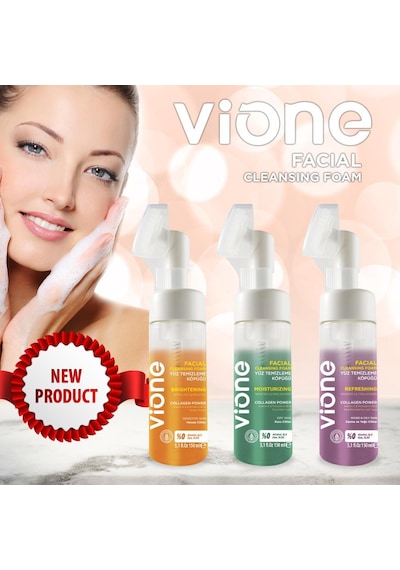 Vione 2 Adet Yüz Temizleme Köpüğü 150ml Aydınlatıcı Besleyici Özel Fırçalı