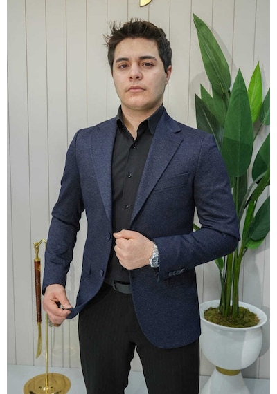 Beystil Sivri Yaka Lacivert Ceket 416 - Slim Fit