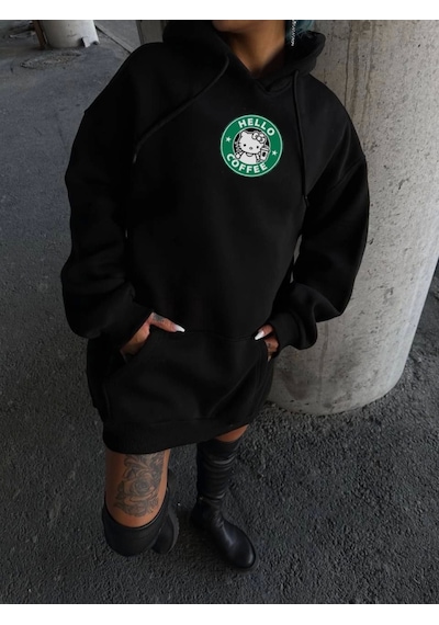 Etiler Collection Üç İplik Penye Uzun Kol Kapşonlu Sweatshirt - Siyah