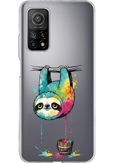 Xiaomi Mi 10 T İle Uyumlu Splash Tembel Hayvan Tasarımlı Şeffaf Silikon Kılıf Şeffaf