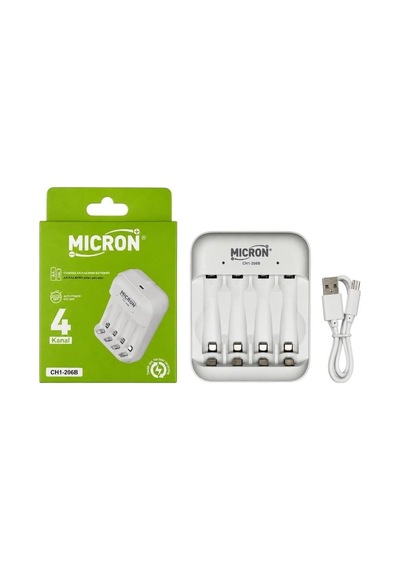 Micron Aa Aaa Pil Şarj Cihazı 4 Yuvalı Type-c Ni-cd Ni-mh Şarj Aleti Ch1-206b