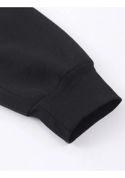 Siyah Kapşonlu Unisex Legend Fermuarlı Hırka Siyah