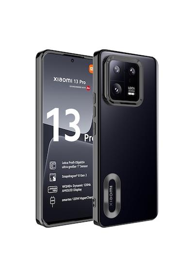 Noktaks - Mi 13 Pro Uyumlu - Kılıf Kamera Korumalı Arkası Şeffaf Kenarları Renkli Omega Kapak - T28236 - Siyah Siyah