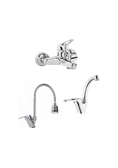 3 Lü Set Banyo Bataryası Kobarlı Oynar Başlıklı Mutfak Evye Batar