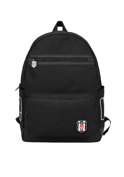 Beşiktaş Lisanslı Siyah Suni Deri Detaylı Sırt Çantası - 1903 Nakışlı Laptop Bölmeli Okul Çantası