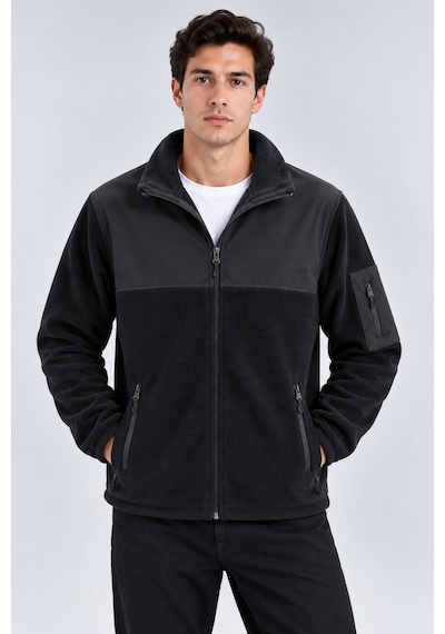 Parshey Erkek Softshell Polar Ceket Su Geçirmez Tam Fermuarlı Rahat Günlük Kullanım Siyah