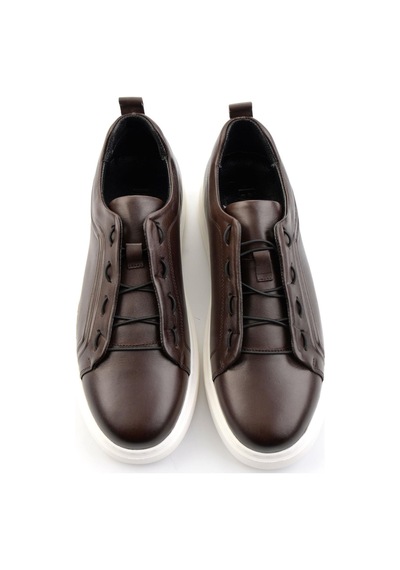 Kahve Hakiki Deri Erkek Sneaker E01700178003 Kahve