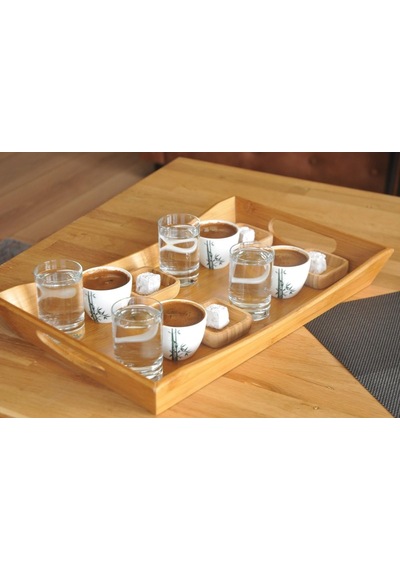 Bambu Favoritte Ahşap Servis Tepsisi, 43x27x5,3 Cm, Büyük Boy Çok Renkli