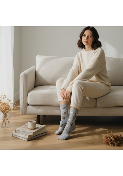 Gost Liria- Tired Socks Desenli Unisex Soket Çorap Taş