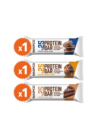 Waspco Bitter Çikolata Kaplı Protein Bar Tanışma Paketi 3 Çeşit
