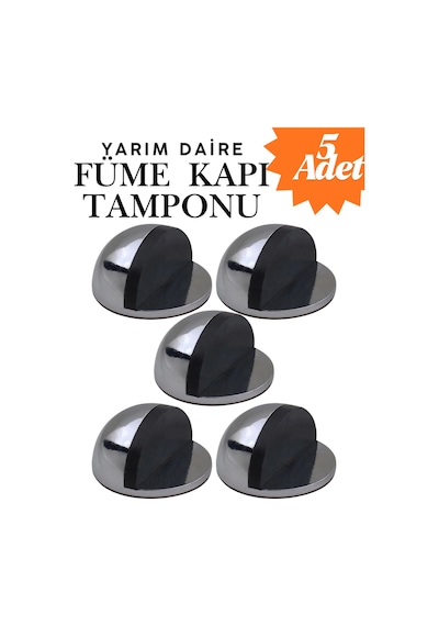 5 Adet Füme Yarım Daire Yapışkanlı Kapı Tamponu Kapı Stoperi Metal Kapı Stopu Durdurucu